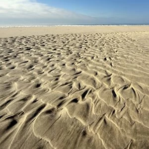 Sand ripple patterns on the beach, near Hvide Sande, Jutland, Denmark