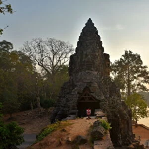 Sandstone Southgate entry tower Angkor Siem Reap Cambodia