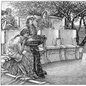 Sappho and her companions listening as the poet Alcaeus plays a kithara