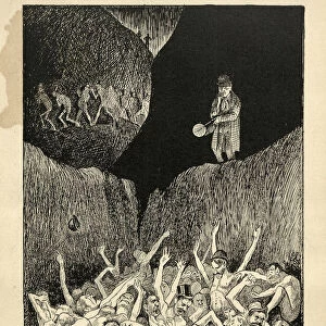 Satirical cartoon sketch on hell, Board of Trade Gamblers, Victorian
