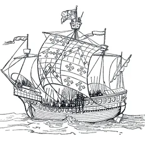 Buque de vela escandinavo grabado en madera del siglo XII. Buque de vela escandinavo grabado en madera del siglo XII.