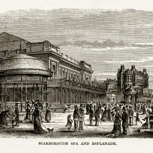 Scarborough Spa and Esplanade Print, 1840 Engraving Scarborough Spa and Esplanade Print, 1840 Engraving