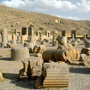 Scattered ruins of ancient Persepolis palace - Iran