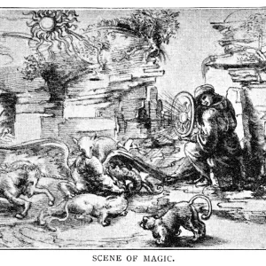 Leonardo Da Vinci Print - Scene of Magic Engraving 1898 Leonardo Da Vinci Print - Scene of Magic Engraving 1898