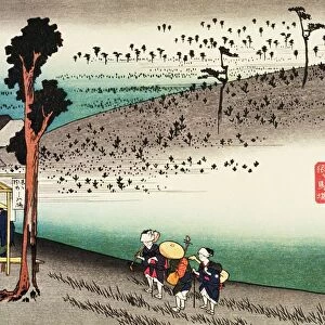 Scenery of Futagawa in Edo Period, Painting, Woodcut, Japanese Wood Block Print