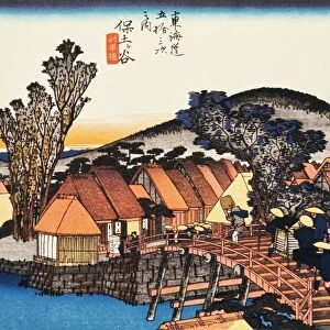 Scenery of Hodogaya in Edo Period, Painting, Woodcut, Japanese Wood Block Print