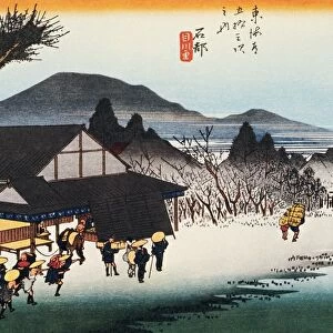 Scenery of Ishibe in Edo Period, Painting, Woodcut, Japanese Wood Block Print