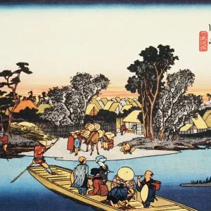 Traditional Japanese Woodblock Print of Kawasaki Scenery Traditional Japanese Woodblock Print of Kawasaki Scenery
