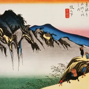Scenery of Sakanoshita in Edo Period, Painting, Woodcut, Japanese Wood Block Print Scenery of Sakanoshita in Edo Period, Painting, Woodcut, Japanese Wood Block Print
