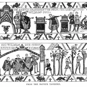 Victorian Engraving Print of the Bayeux Tapestry Scenes Victorian Engraving Print of the Bayeux Tapestry Scenes