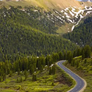 Scenic of curvy road in a mountain valley