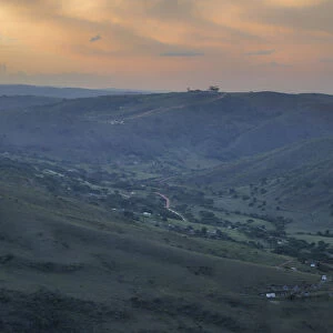 Scenic sunset view of Zulu village in valley KwaZulu-Natal Province, South Africa