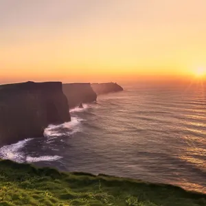 Scenic View Of Cliffs Of Moher, Liscannor, Ireland. Sunset time Scenic View Of Cliffs Of Moher, Liscannor, Ireland. Sunset time