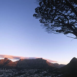 Scenic View of Table Mountain and Lions Head at Dawn