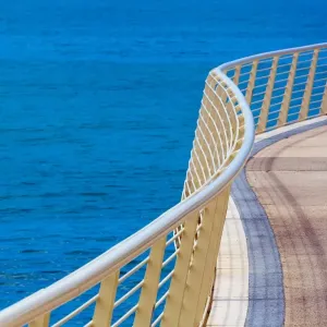 Sea with with white bannister, abstract seascape