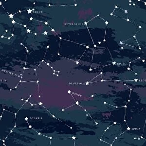 Seamless Astronomical Constellation Night Sky Pattern