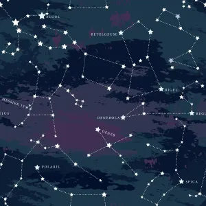 Seamless Astronomical Constellation Night Sky Pattern