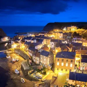 Staithes Seaside Village Nighttime Print Staithes Seaside Village Nighttime Print