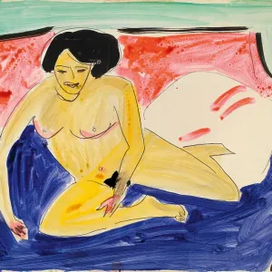 Seated Nude on Divan, 1909. Artist: Kirchner, Ernst Ludwig (1880-1938) Seated Nude on Divan, 1909. Artist: Kirchner, Ernst Ludwig (1880-1938)