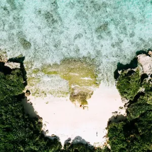 Secluded tropical beach from above, Okinawa, Japan Secluded tropical beach from above, Okinawa, Japan
