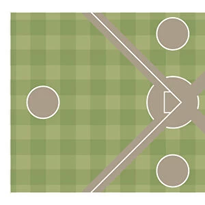 Section of baseball field with on-deck circles