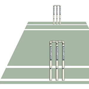 Section of cricket field, wickets at either end