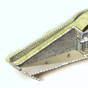 Sectioned view of Treasury of Atreus at Mycenae, Greece