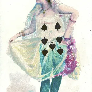Seven of Spades Playing Card, Hard A Port Cut Plug Tobacco Card, 1890s