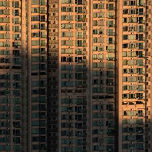 shades and light on apartment blocks in Hong Kong