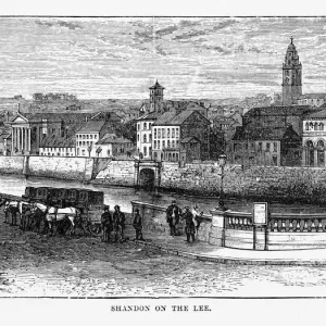 Shandon on the Lee, Cork Print, 1840 Engraving Shandon on the Lee, Cork Print, 1840 Engraving