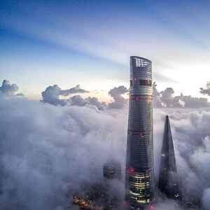 Shanghai Financial District In Fog