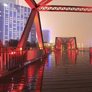 Shanghai of red steel bridge Inverted reflection