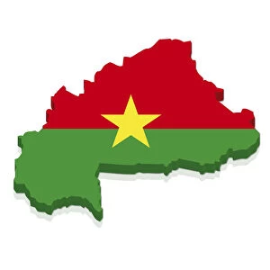 Shape and national flag of Burkina Faso, 3D computer graphics