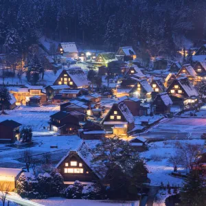 Shirakawa-go village at dusk