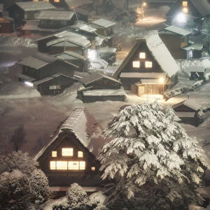 Shirakawago village in winter, Japan