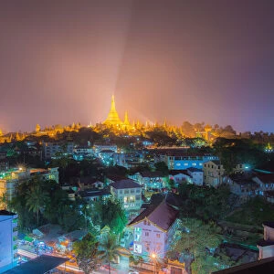 Shwedagon Pagoda at twilight after sunset, Yangon, Myanmar