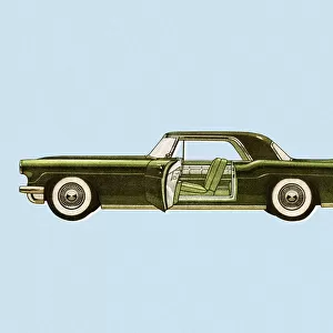 Sideview of A Green Vintage Car