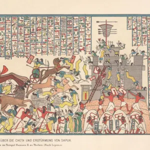 Siege of Dapur by Ramesses II (1269 BC), chromolithograph, 1879