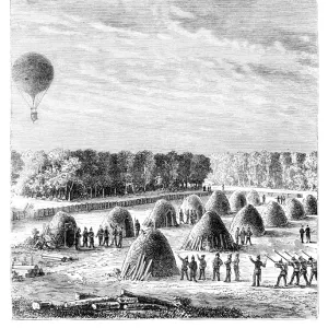 Siege of Paris by the prussians engraving 1881