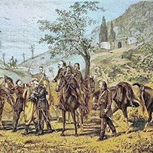 At the siege of Plewna, Bulgaria, historical wood engraving, ca. 1880, digitally restored reproduction of a 19th century original, exact original date not known, coloured