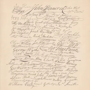 Facsimile Print of Signatures on the United States Declaration of Independence Facsimile Print of Signatures on the United States Declaration of Independence