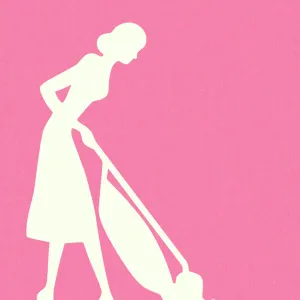 Silhouette of Woman Vacuuming With Mouse