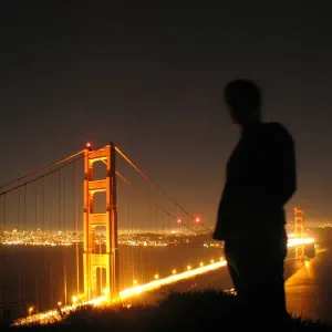 Golden Gate Bridge Silhouetted Man Print Golden Gate Bridge Silhouetted Man Print