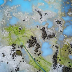 Silica, lava, moss, algae from above