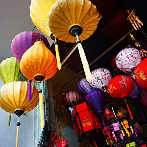 Silk lantern bazaar display hoian