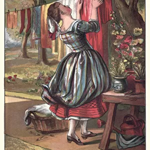 Sing a Song of Sixpence, Maid Hanging out the clothes
