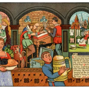 Ein Lied von Sechspence - Illustration eines victorianischen Kinderreimes. Ein Lied von Sechspence - Illustration eines victorianischen Kinderreimes.