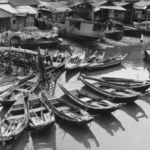 Singapore River Boats Print, circa 1955