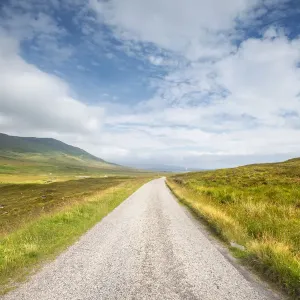 Single Track Road, Northern Highlands at Inchkinloch, Sutherland, Scotland, Great Britain, Europe Single Track Road, Northern Highlands at Inchkinloch, Sutherland, Scotland, Great Britain, Europe
