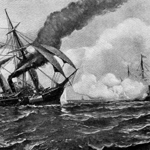 Sinking of the Alabama by Julian O. Davidson - 19th Century Sinking of the Alabama by Julian O. Davidson - 19th Century
